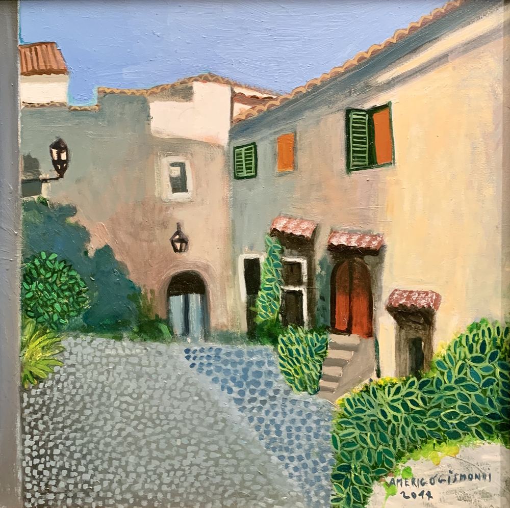 Formello – Piazza Padella, olio su tela, 40×40 cm, 2017