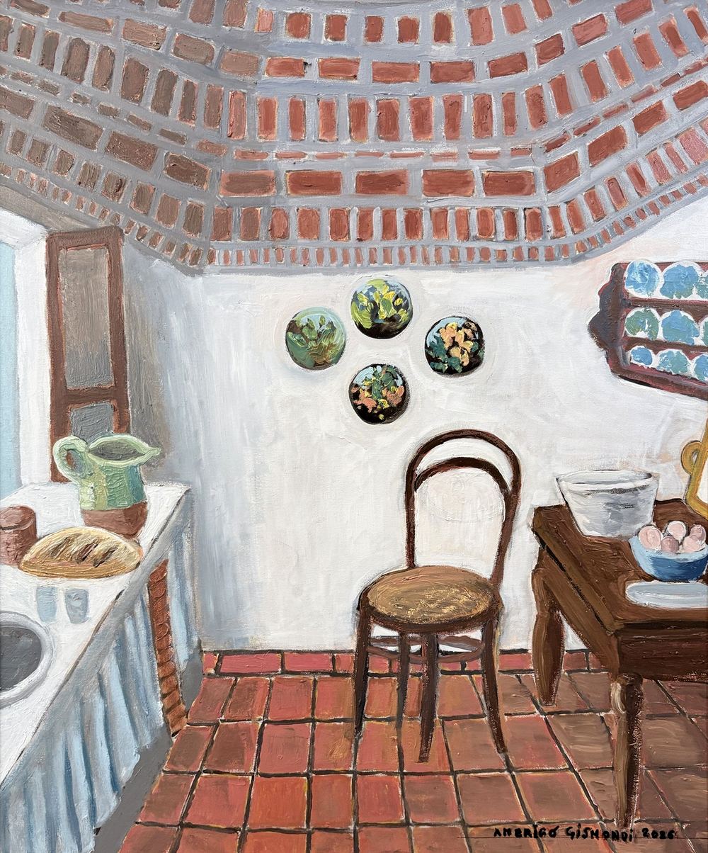 Una cucina, olio su tela, 60×50 cm, 2026